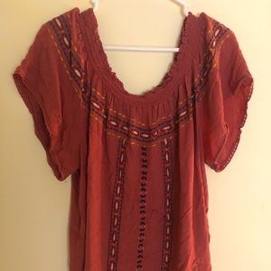 Knox Rose embroidered off the shoulder shirt